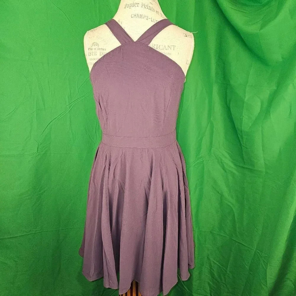 NWT Lulu's Womens Dusty Purple Forevermore Skater Dress Large‎